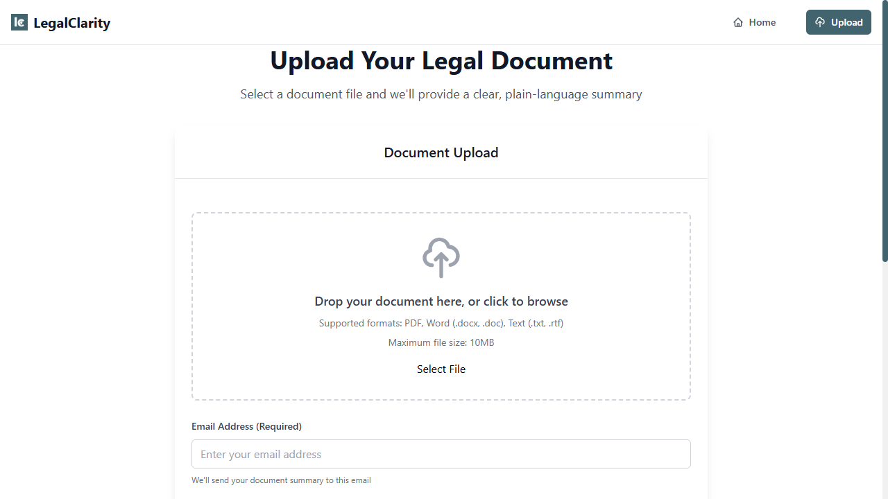 Upload Document Interface